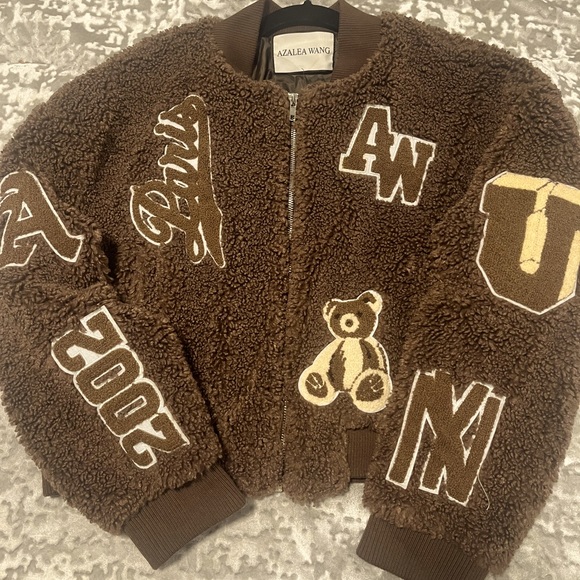 Brown Teddy Varsity Bomber - Picture 1 of 5